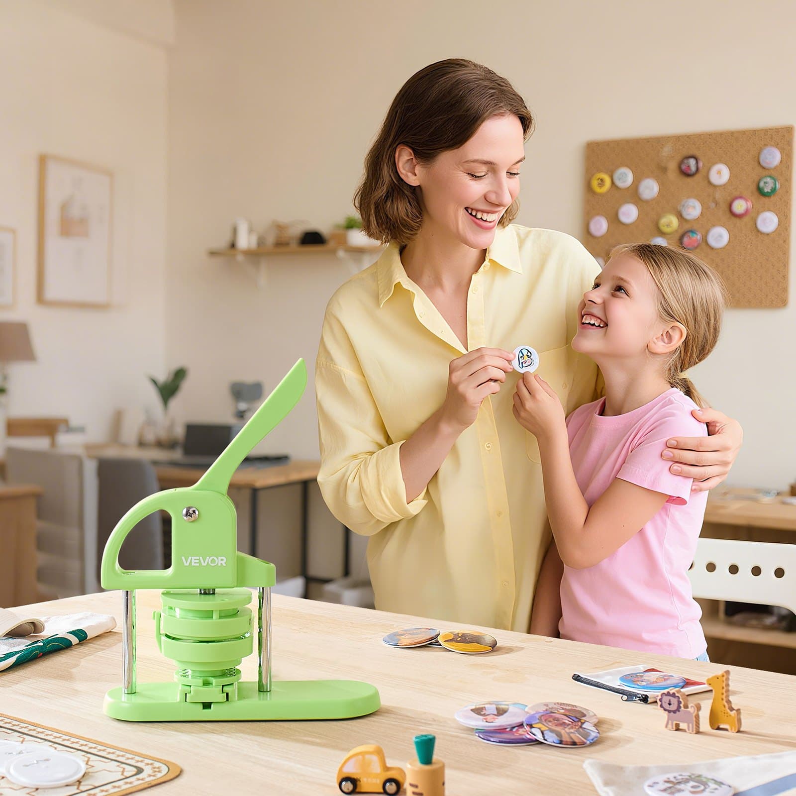 Stroj na výrobu gombíkov, 75 mm, plastový stroj na výrobu špendlíkov so 100 dielmi na gombíky, kruhový vykrajovač a magická kniha, zosilnená ergonomická rukoväť, na výrobu odznakov, personalizovaných odznakov a kľúčeniek, zelený
