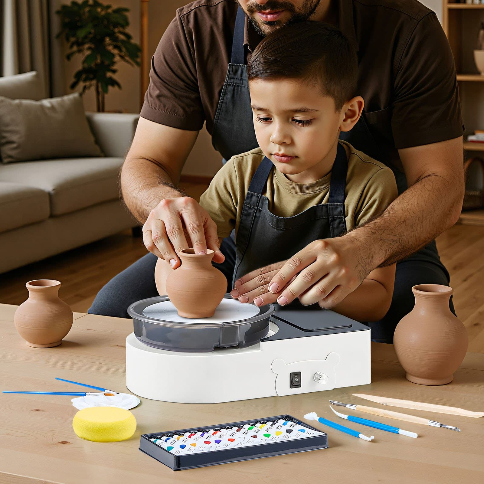 Mini hrnčiarsky kruh, elektrický hlinený kruh pre deti a dospelých, 158 mm, biely
