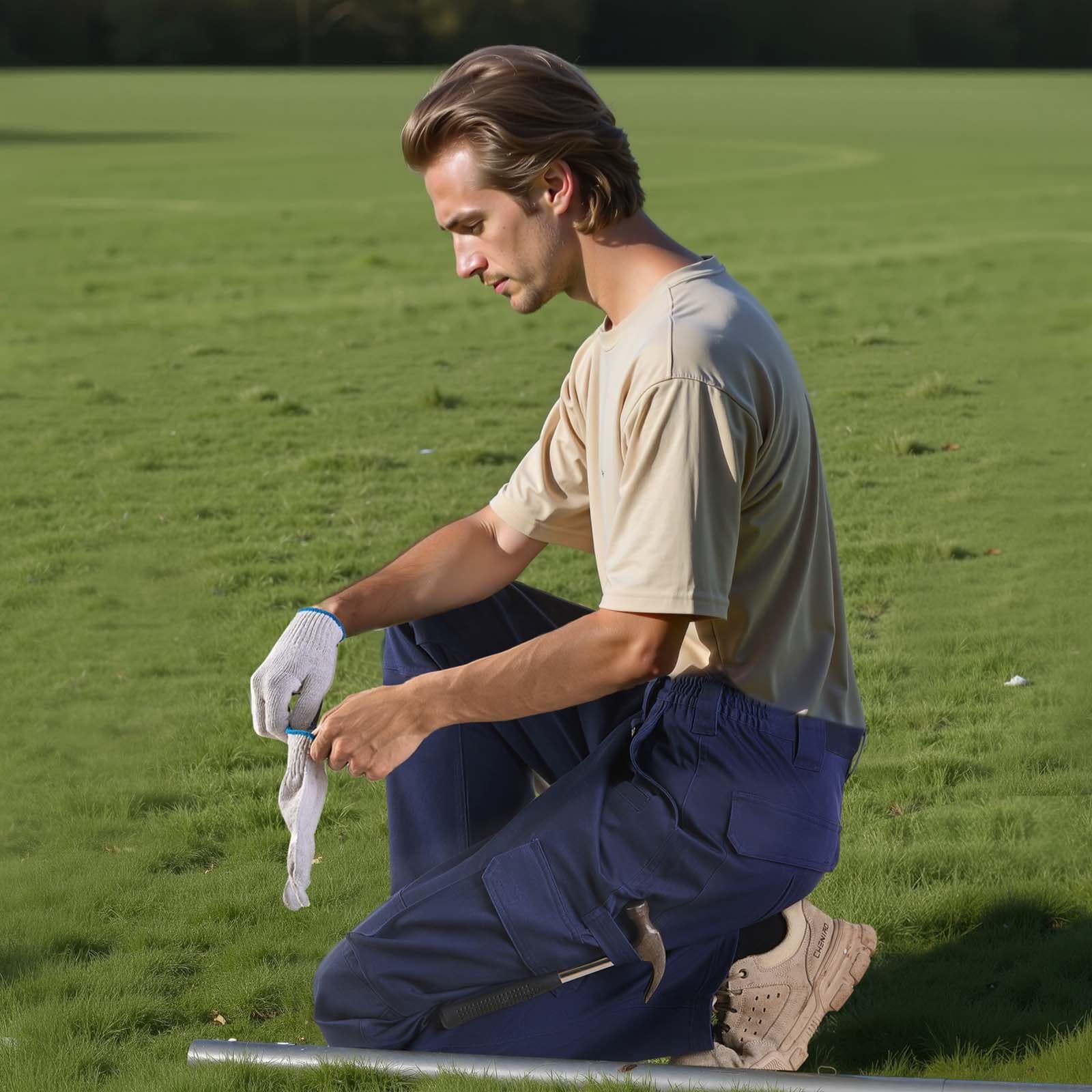 Pánske ohňovzdorné cargo nohavice FR s viacerými vreckami, tmavomodré, veľkosť L