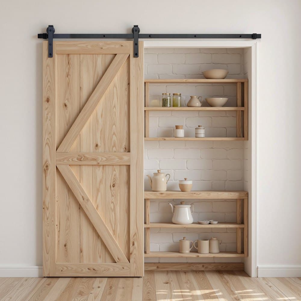 Súprava kovania pre posuvné dvere do stodoly s dĺžkou 6 stôp, nosnosť 330 libier, kompatibilná s maximálnou šírkou 36 palcov a hrúbkou od 1-3/8 do 1-3/4 palca, jednostranné posuvné dvere do stodoly, odolná koľajnica a valček v tvare J, čierna