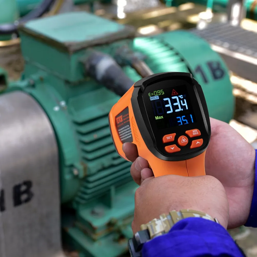 Infračervený teplomer, -40~2732°F, duálny laserový teplotný prístroj, bezkontaktný, ručný infračervený teplomer s nastaviteľnou emisivitou pre tavenie kovov/varenie/pec na pizzu/motor (nie je určený pre ľudí)