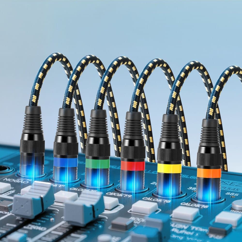 XLR kábel 7,62 m, balenie 6 kusov, tienené, vyvážené DMX mikrofónové káble (samec-samica), pozlátené 3-kolíkové XLR káble pre mikrofón a reproduktory, pre osvetlenie pódia, mikrofóny, zosilňovače, mixéry, reproduktorové systémy