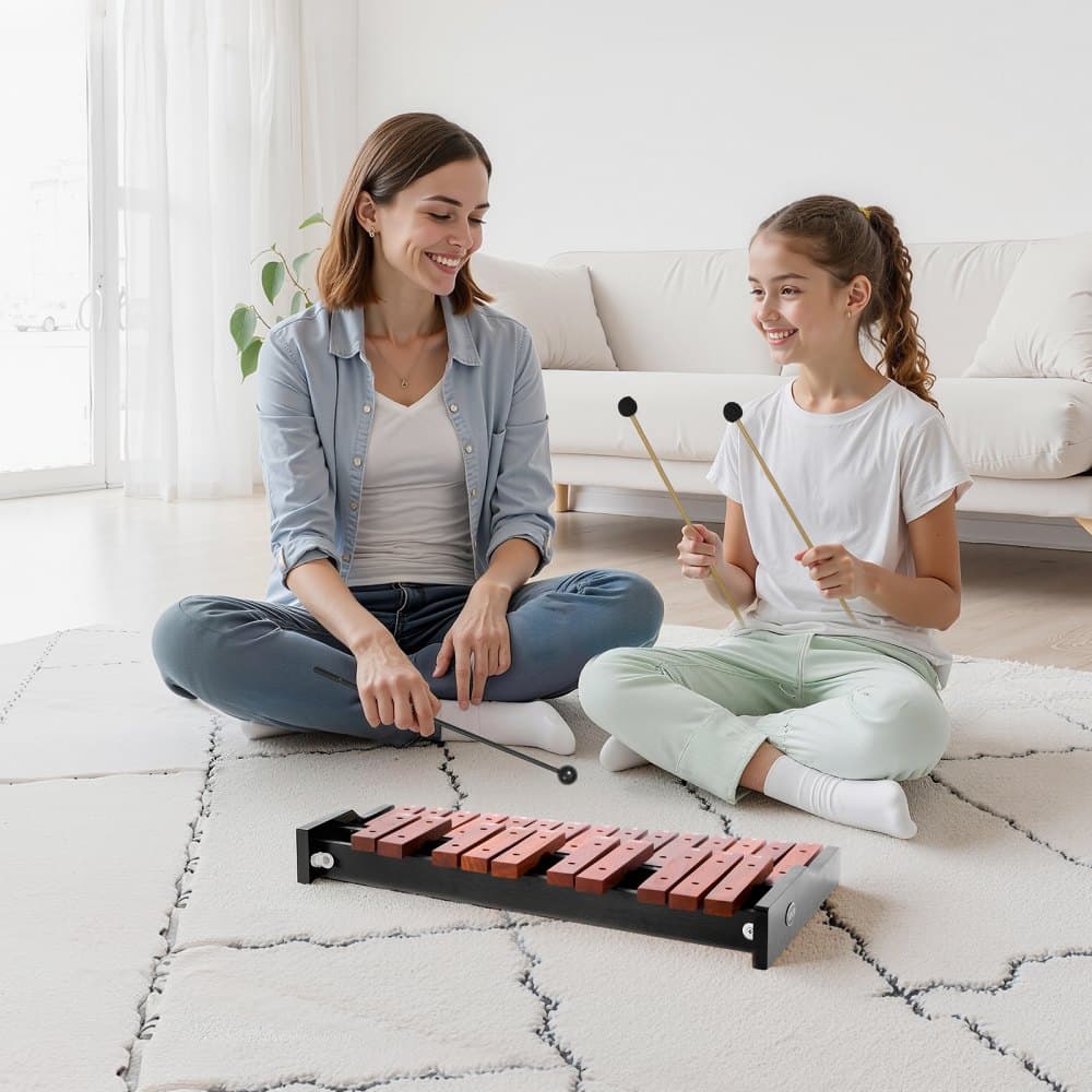 Xylofón zvonkohra, 25 tónov, drevený profesionálny bicí nástroj xylofón, so 4 paličkami, prenosná taška, sada hudobných nástrojov zvonkohra pre začiatočníkov, dospelých a deti, študentov.