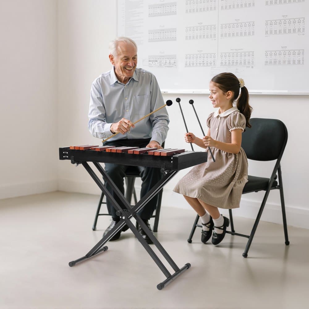 Xylofón Glockenspiel, 32 tónov, drevený profesionálny bicí nástroj xylofón, s výškovo nastaviteľným stojanom, 4 paličky, prenosná taška, sada hudobných nástrojov pre začiatočníkov pre dospelých a deti.