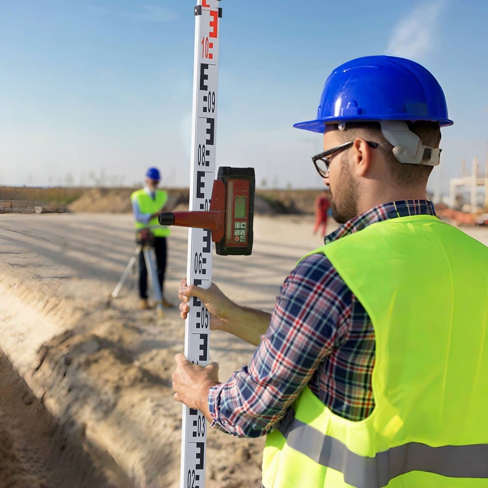 Hliníková tyč, 5M metrická teleskopická meracia tyč, obojstranná stupnica v CM/MM nivelačná tyč, hliníková zliatina, geodetická tyč s vodováhou a prenosnou taškou na meranie domov, stien, podláh