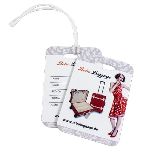 Menovka na batožinu UNISUB, rozmer 70 x 100 mm, obojstranne potlačiteľná, farba lesklá biela, 50 ks/kartón