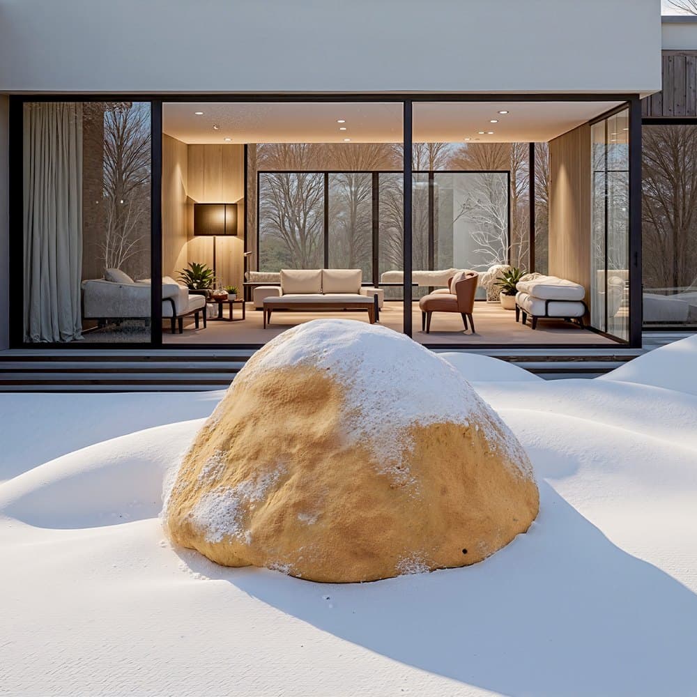 Kryt z umelého kameňa, vonkajší kryt na studňové čerpadlo z umelého kameňa, realistická prírodná textúra, ľahký a odolný voči poveternostným vplyvom umelý balvan na úpravu krajiny, záhradu a dvor, pieskovo hnedá, stredná veľkosť