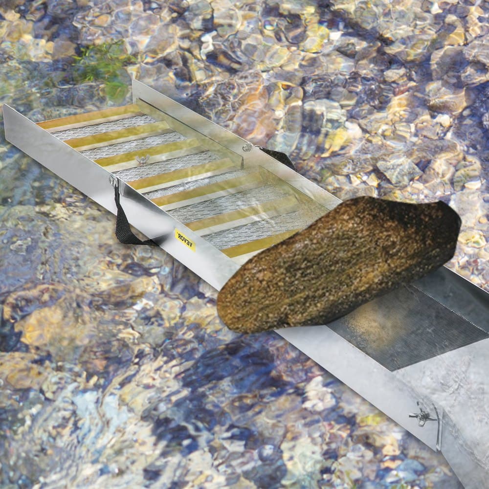 Skladacia stavidlá z hliníkovej zliatiny, kompaktné 50-palcové stavidlá na zlato, ľahké zariadenie na stavidlá na zlato, prenosné stavidlá s banským machom, rieka, potok, ryžovanie zlata, prieskum, bagrovanie