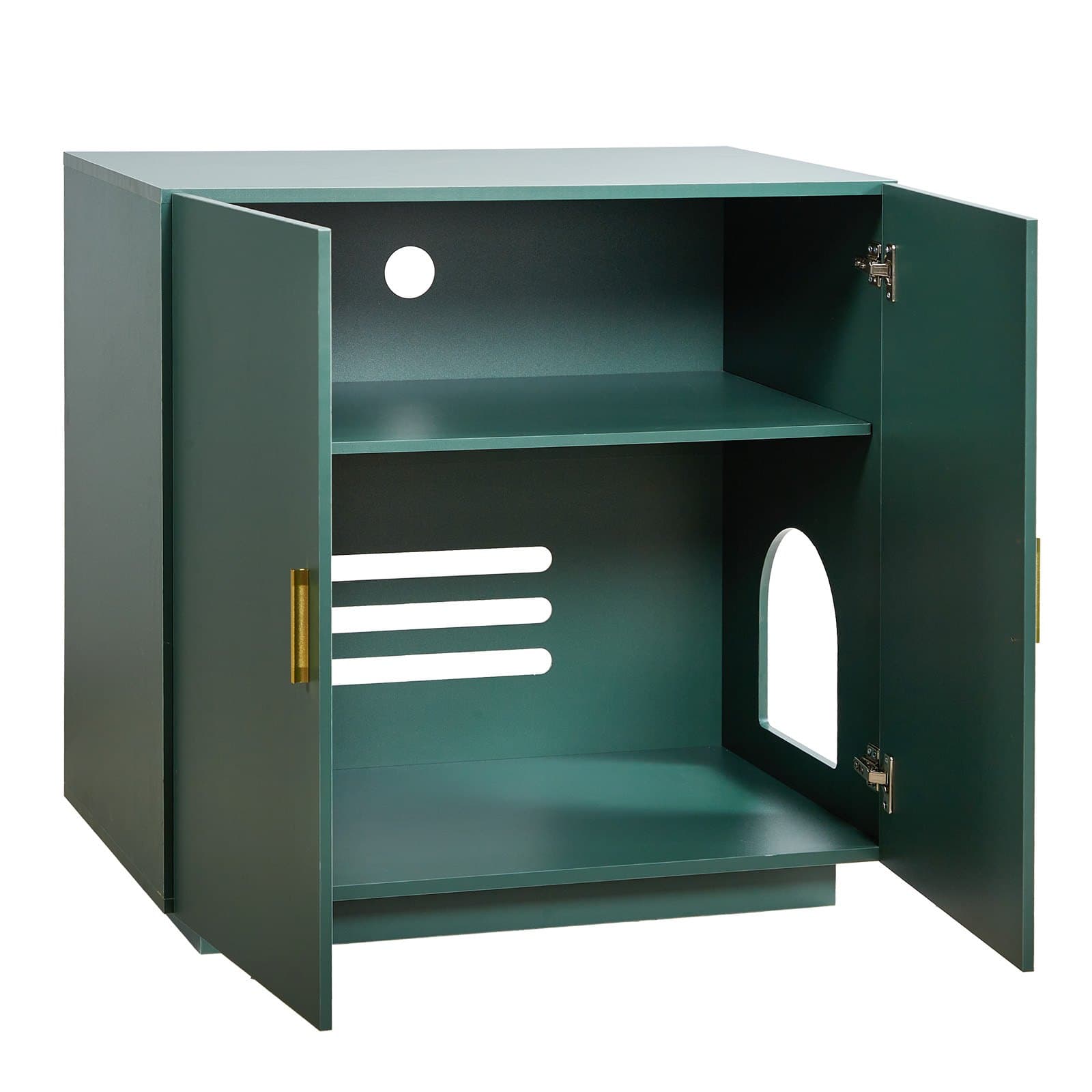 Kryt na mačaciu toaletu, 80 cm skrytá skrinka na toaletu, drevená vnútorná toaleta pre mačky s vetracími otvormi, dvojdverový nábytok do mačacieho domčeka, bočný stolík vhodný do väčšiny mačacích toalet.