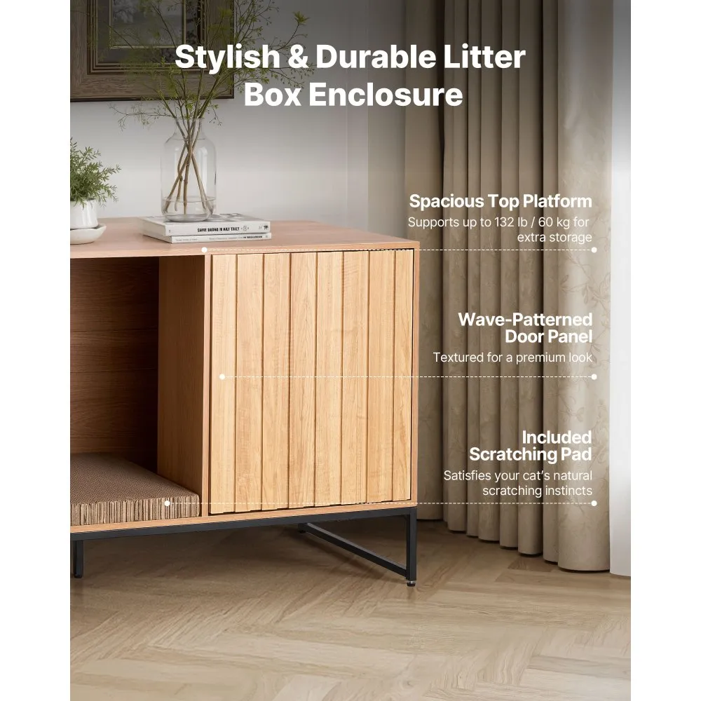 Nábytok do mačacej toalety, skrytá skrinka na toaletu 120 cm so škrabancom a úložným priestorom, vodotesný koncový stolík do mačacej toalety, mačacia búdka, vhodná pre väčšinu mačacích toalet, do spálne a obývačky