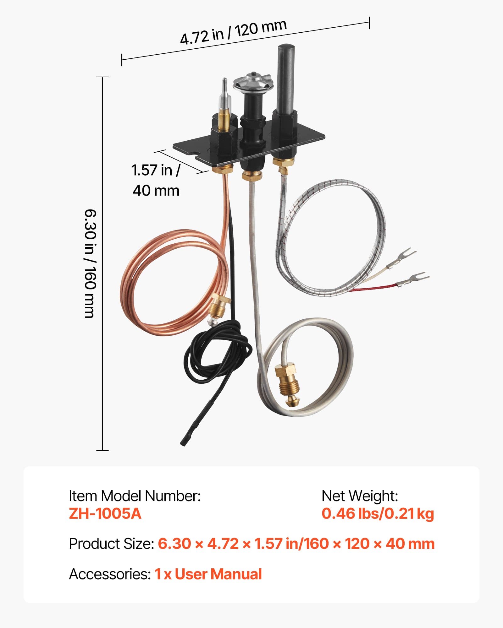 Zostava plynového zapaľovania, OE 10002265, 10002264, SRV10002264 Zostava plynového zapaľovania pre krb, výmena zapaľovania na zemný plyn a LPG, vhodné pre Majestic, Vermont Castings, Temco, Dutchwest, Monessen, Century