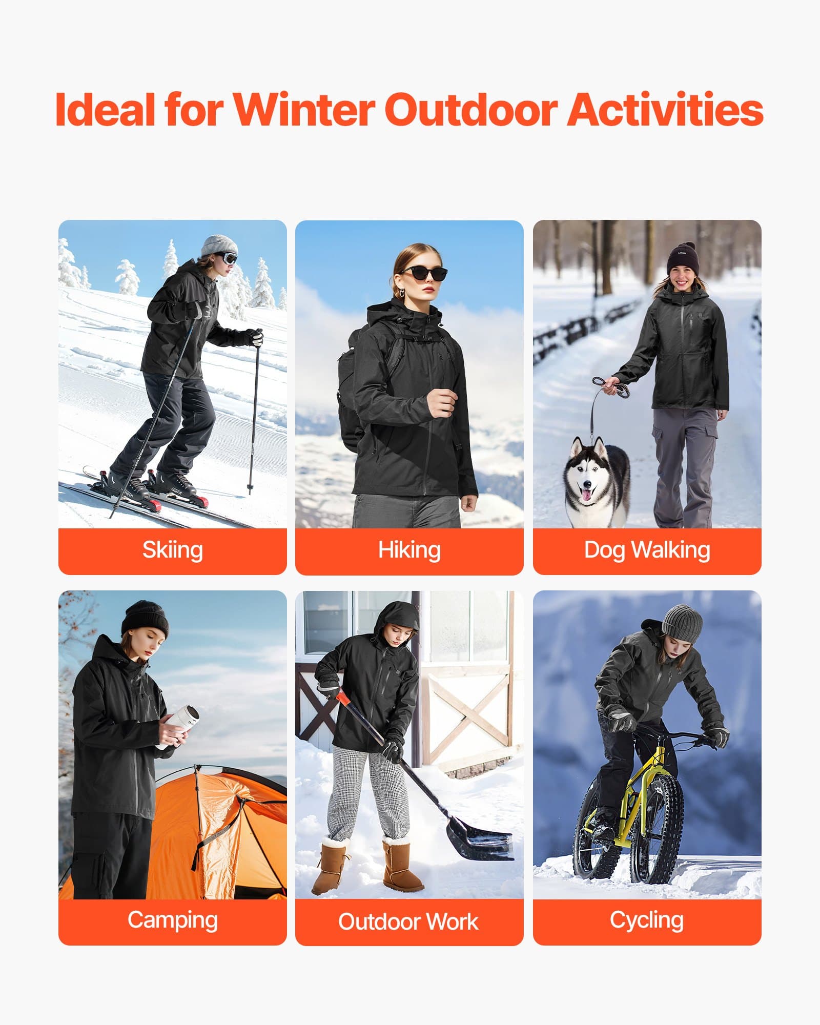 Vyhrievaná bunda pre mužov s batériou 7,4 V, elektrický vyhrievací kabát Softshell, vetruodolný, vodeodolný, ľahký vrchný odev s 5 vyhrievacími zónami a 3 nastaveniami teploty, prateľný v práčke